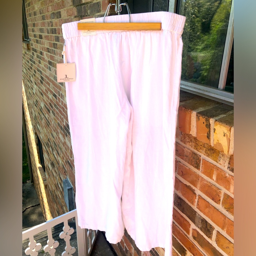 Jules & Leopold Pull On Wide Leg Crop Pants Rayon Linen Blend Womans Size Large - Picture 3 of 10